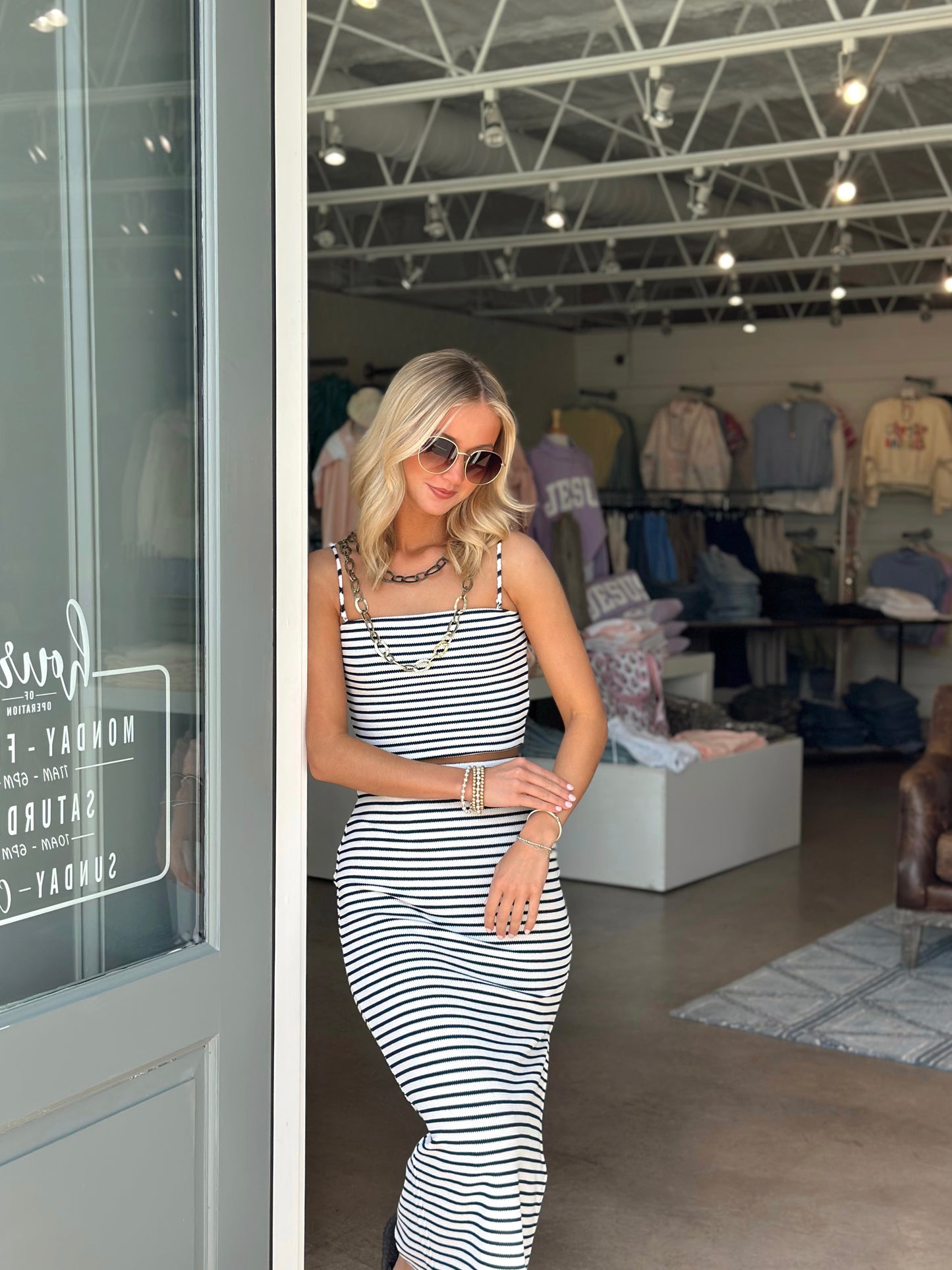 Ainslie Stripe Midi skirt - Eclipse