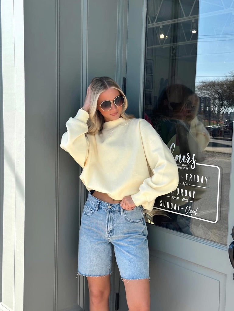 Fleece Mockneck Sweatshirt - Yellow
