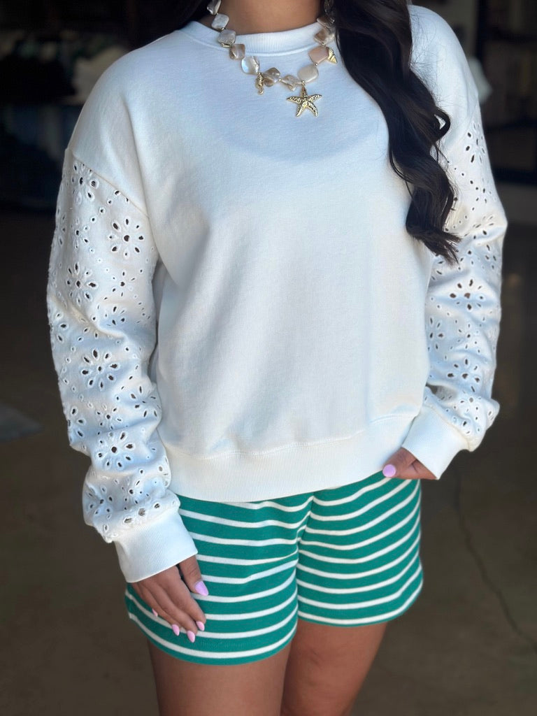 Mosaic Knit Eyelet sweatshirt