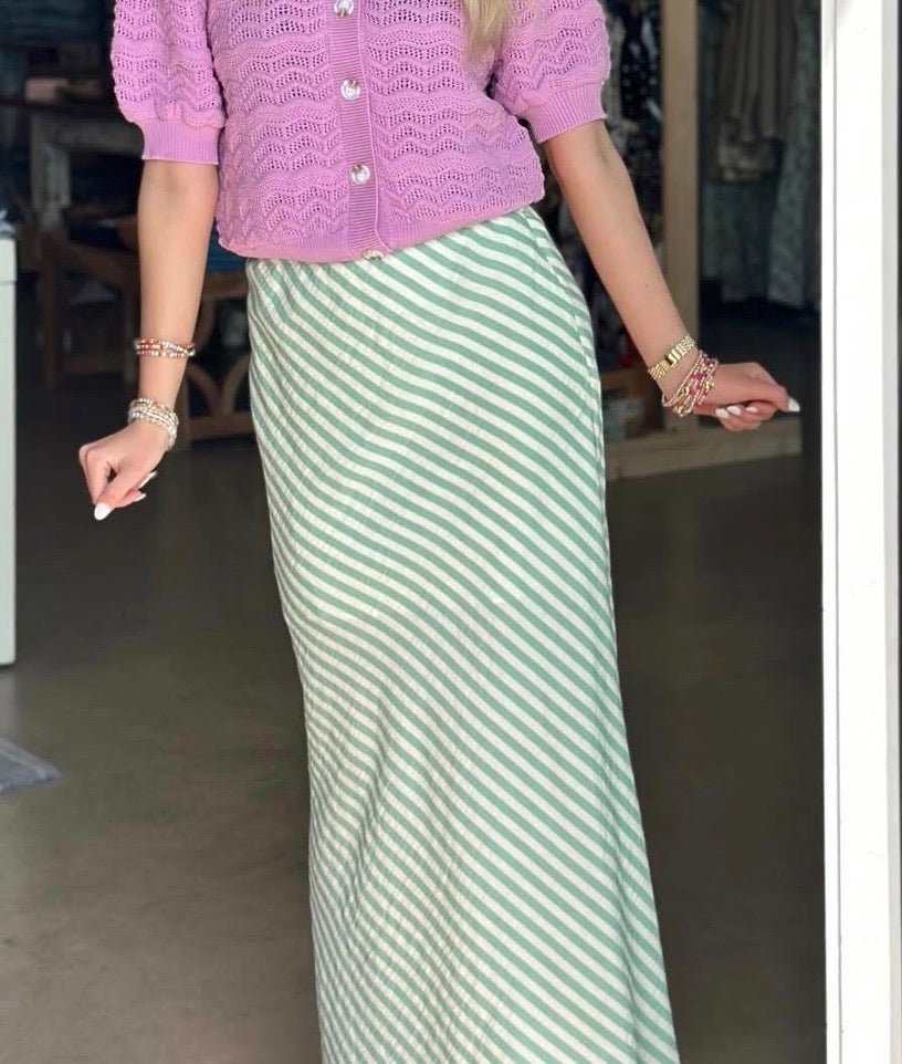 Striped Skirt - Green & Cream