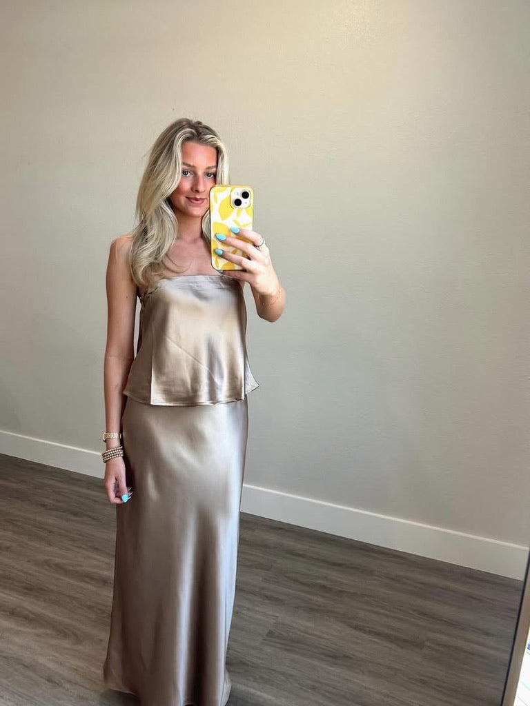 Claire Chocolate Silk set