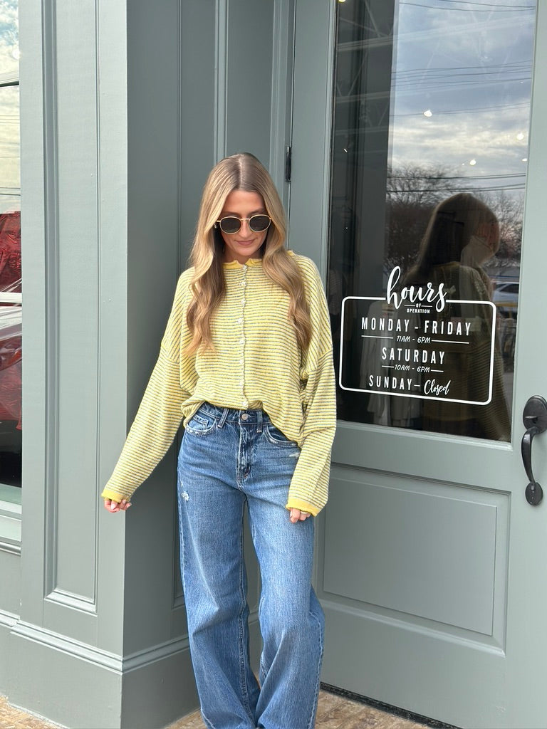 Pinstripe Cardigan top - Yellow