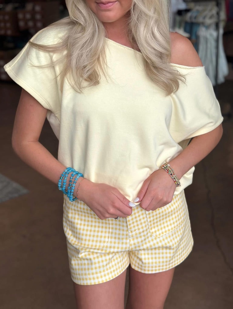 Yellow Off the Shoulder top