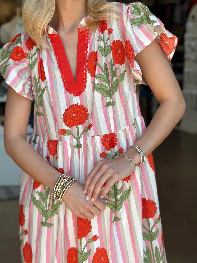 Pop of Red Maxi dress