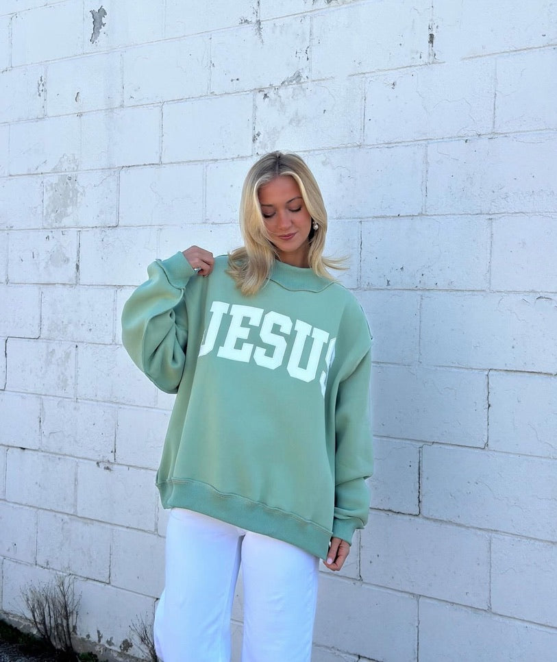 Jesus Mockneck sweatshirt - Green