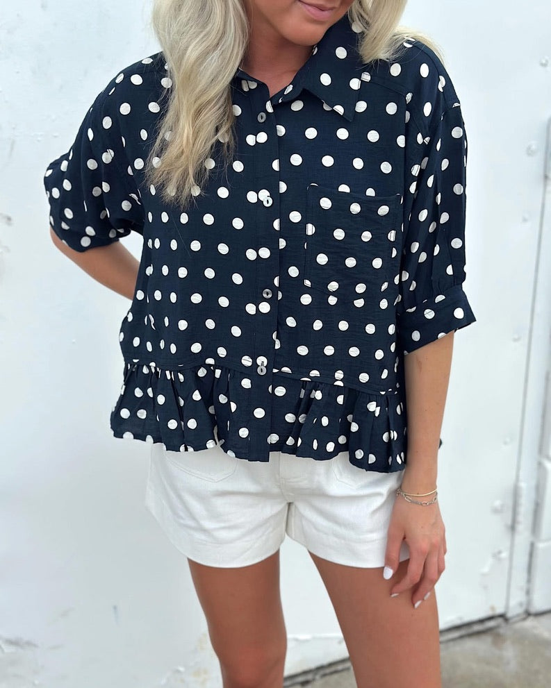 Jovi Polka Dot top - Navy