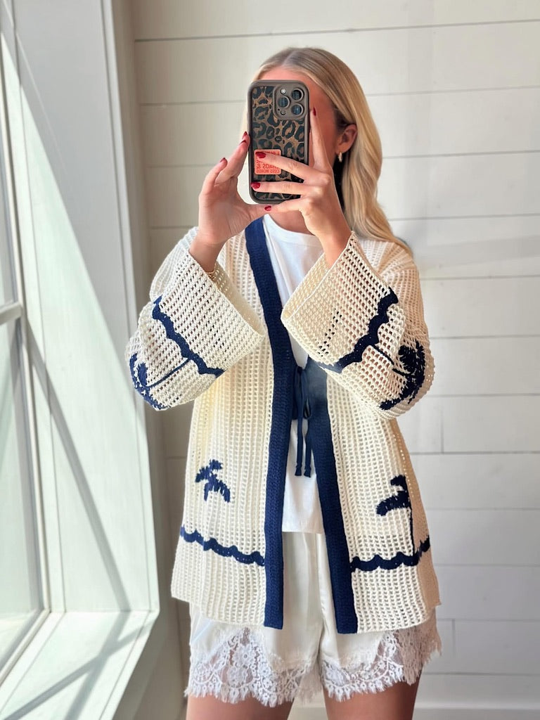 Crochet Knit Long Sleeve cardigan