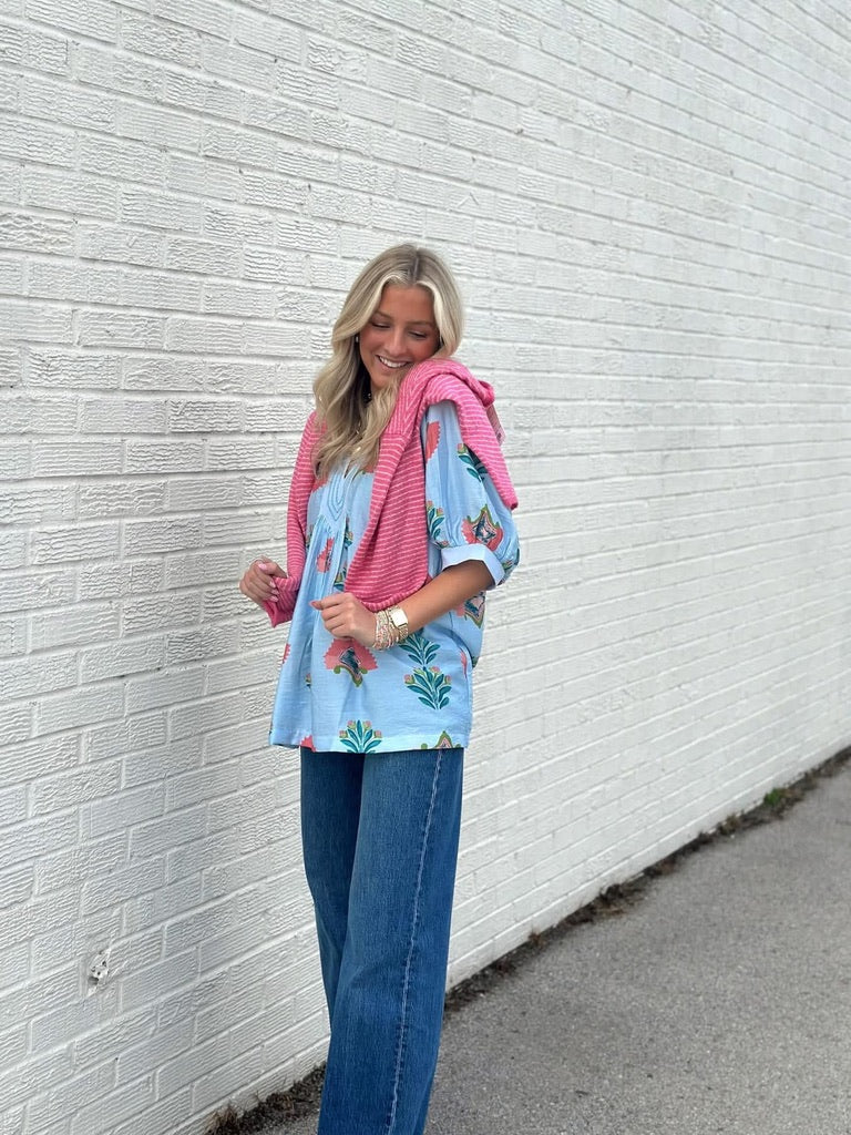 Abstract Light Blue top