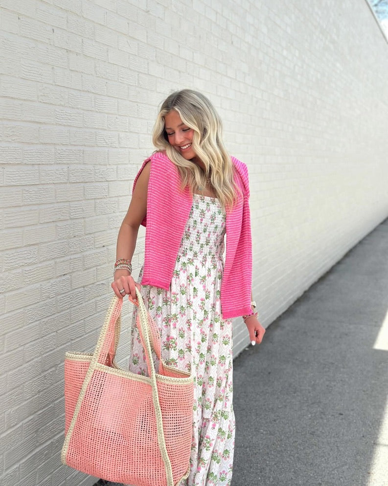 Pink Toile Floral Maxi dress