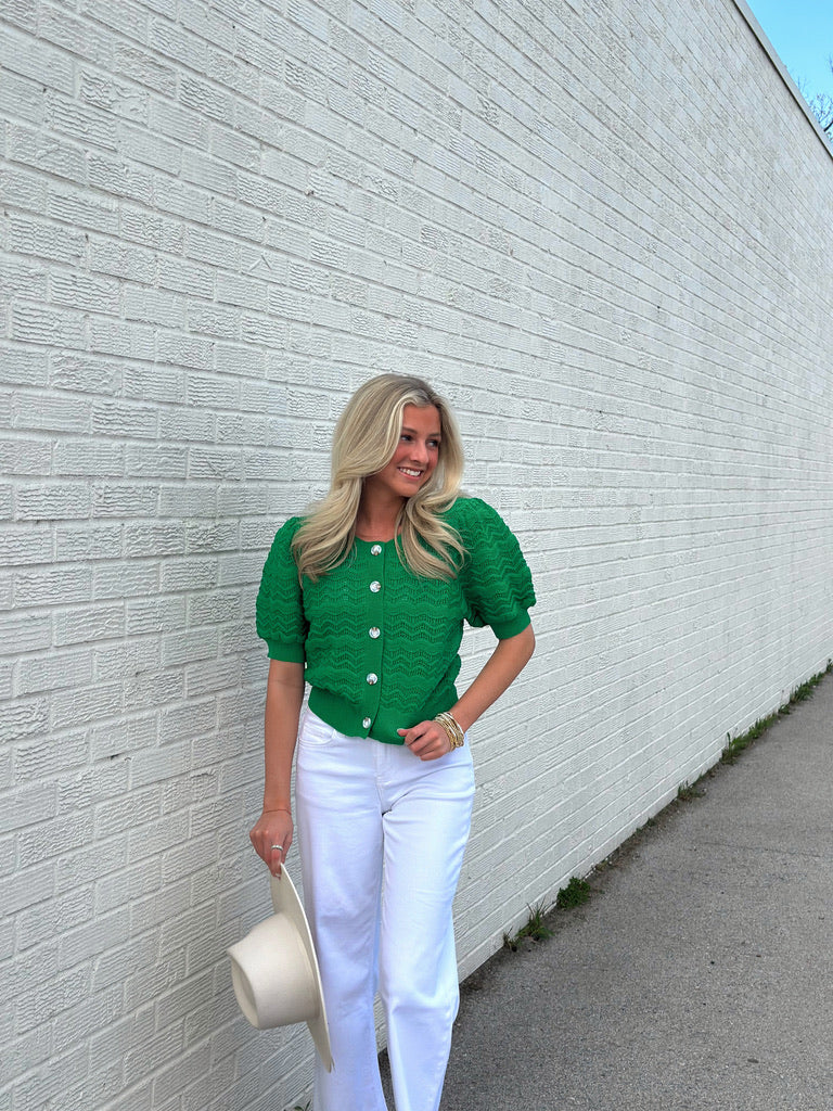Green Short Sleeve cardigan