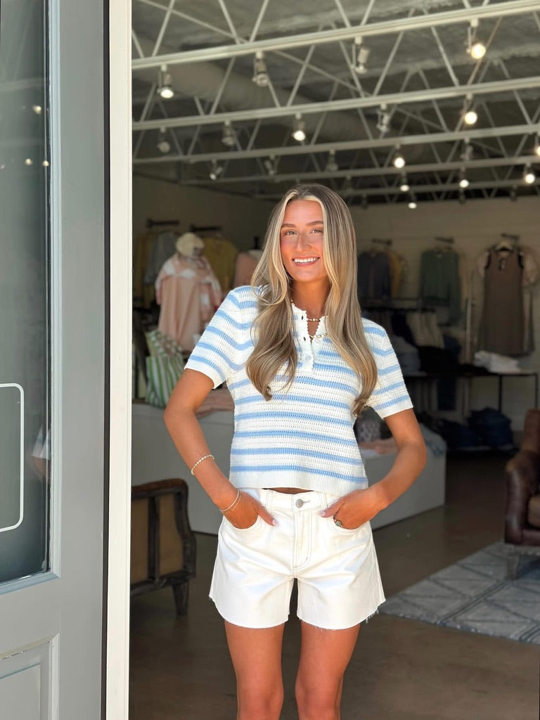 Ice Blue Collared top