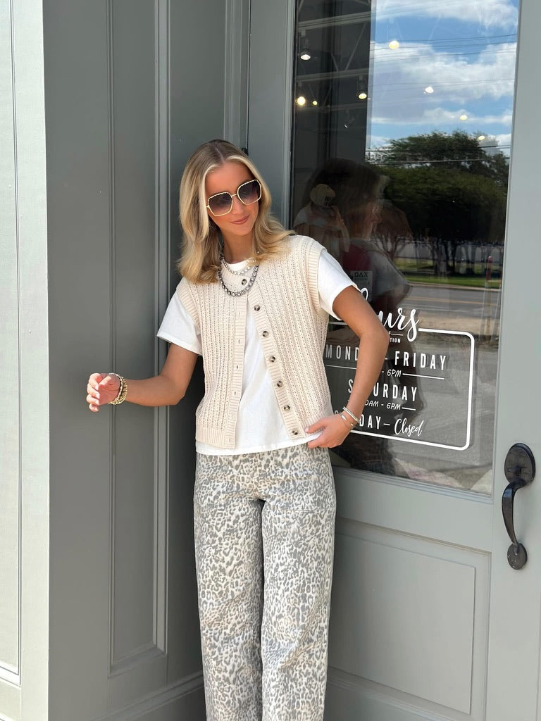 Leopard Printed Baggy Wide jean