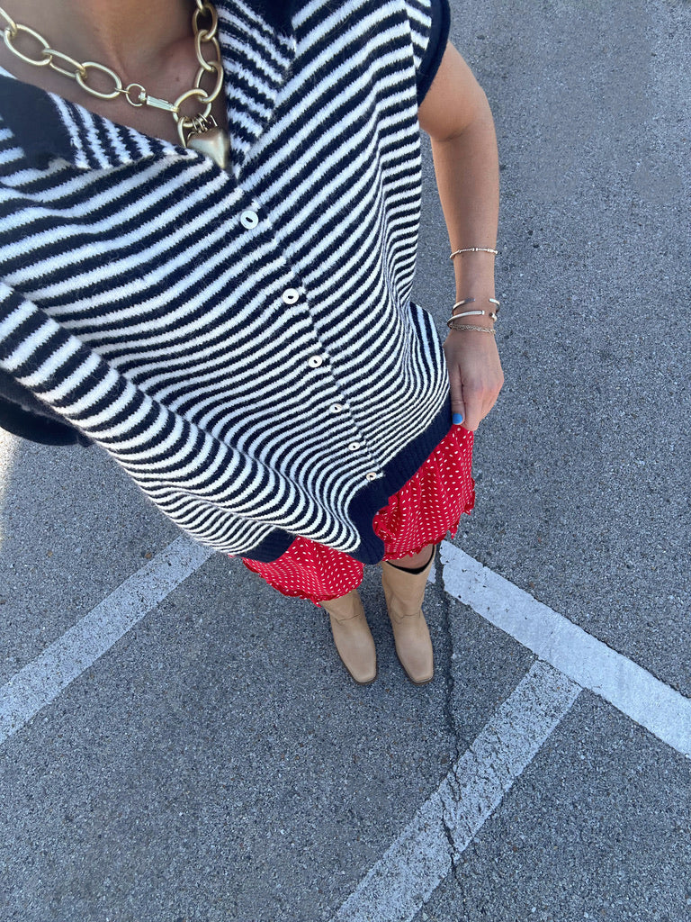 Sleeveless Piper Cardigan top - Navy