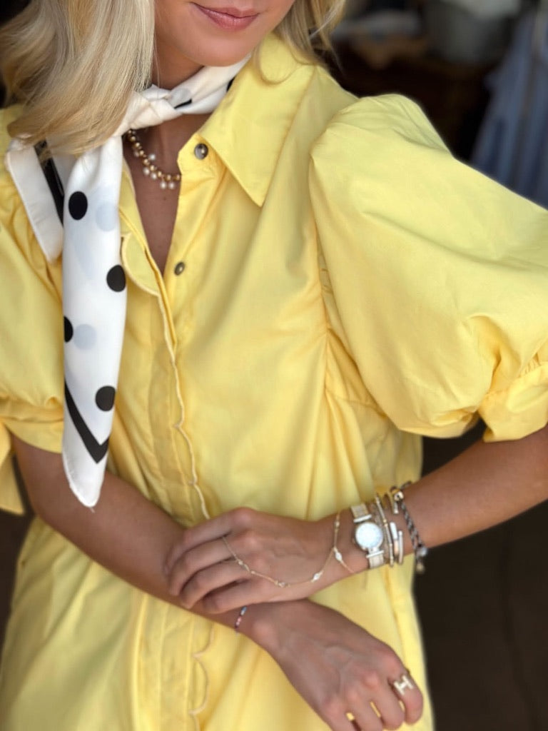Yellow Scalloped Mini dress