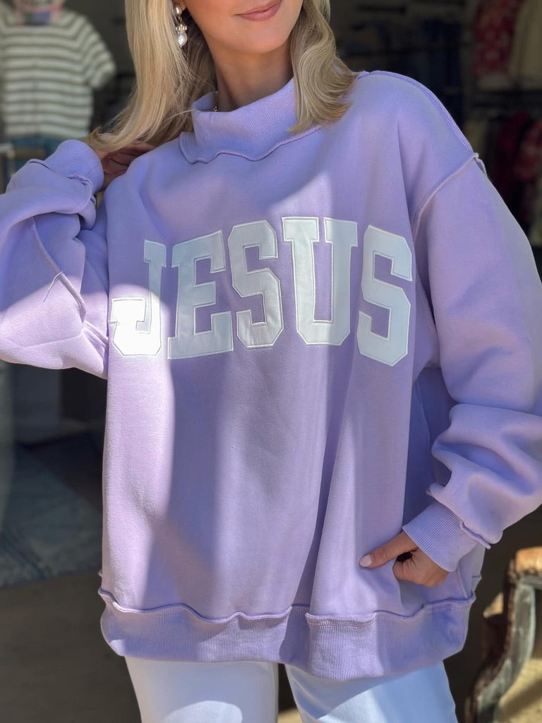 Jesus Mockneck sweatshirt - Purple