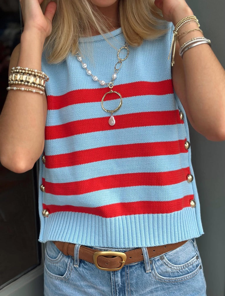 Blue and Red Sweater Tank top