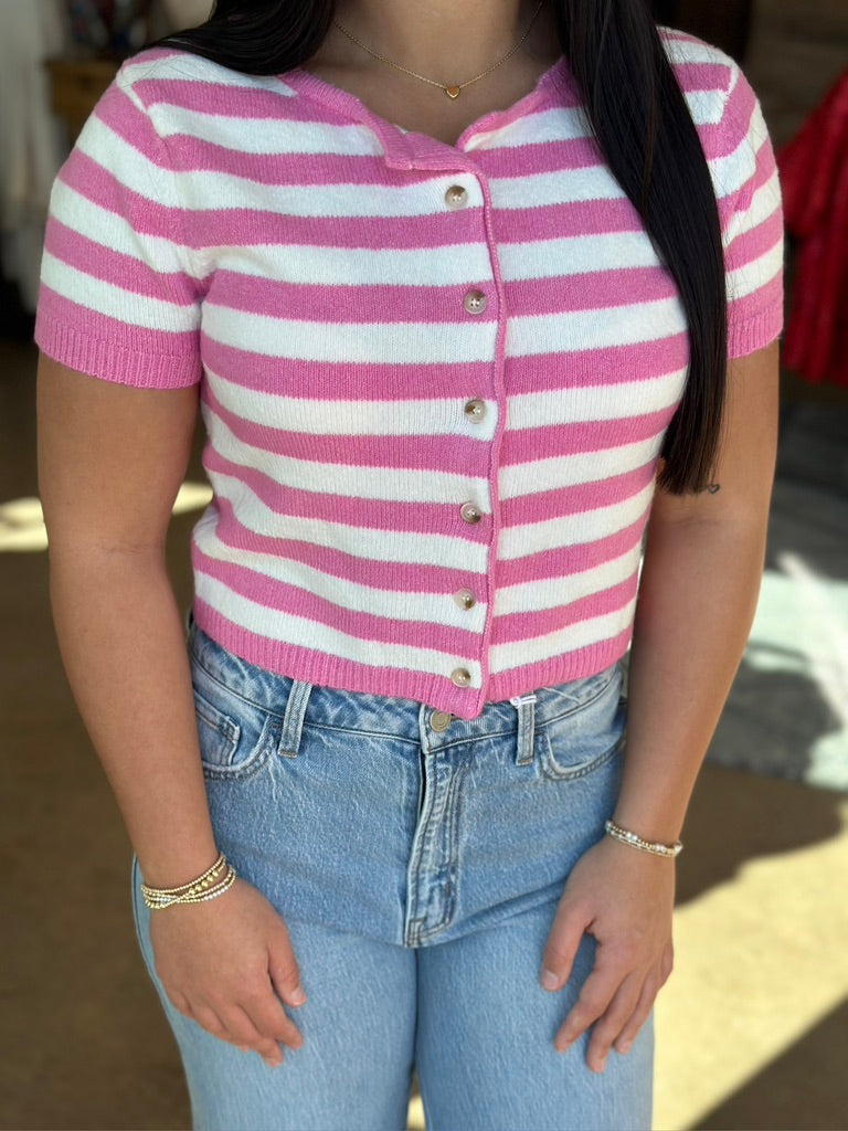 Pink and White Striped top