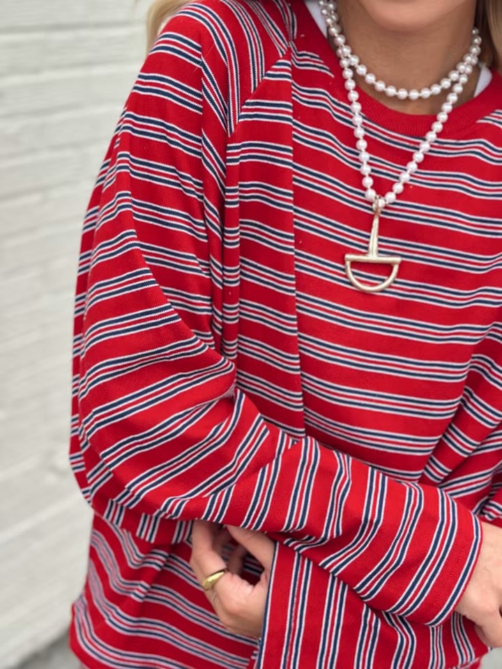 Red and Navy Striped set