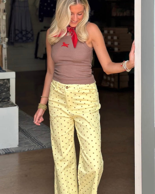 Yellow Polka Dot Wide Leg jean