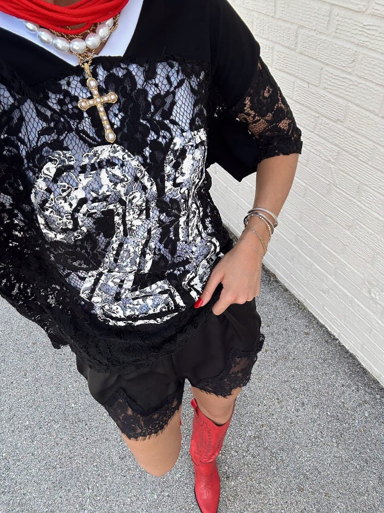 Black Lace Jersey top