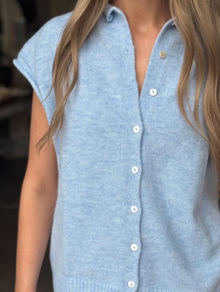Sleeveless Piper Cardigan top - Blue