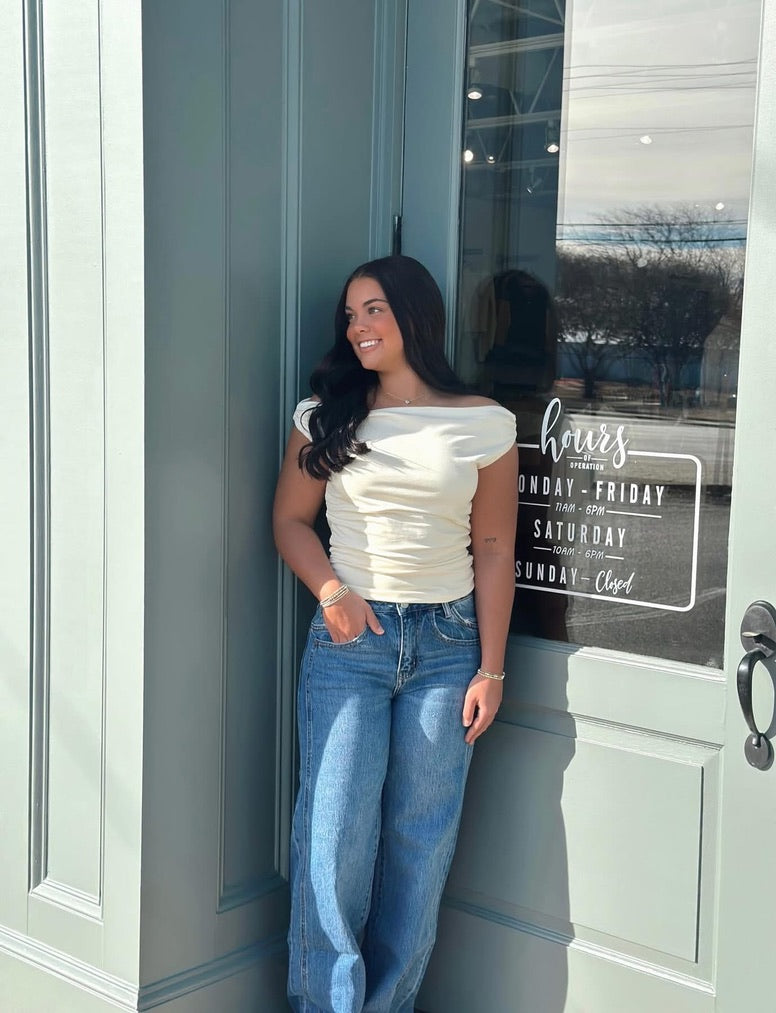 Ruched Off the Shoulder top - Yellow