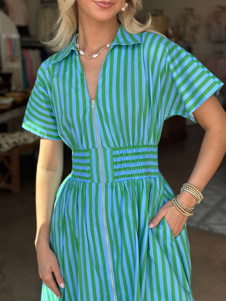 Tana Striped Zipper dress