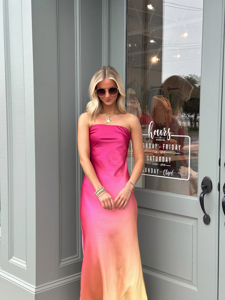 Strapless Sunset Ombre Maxi dress