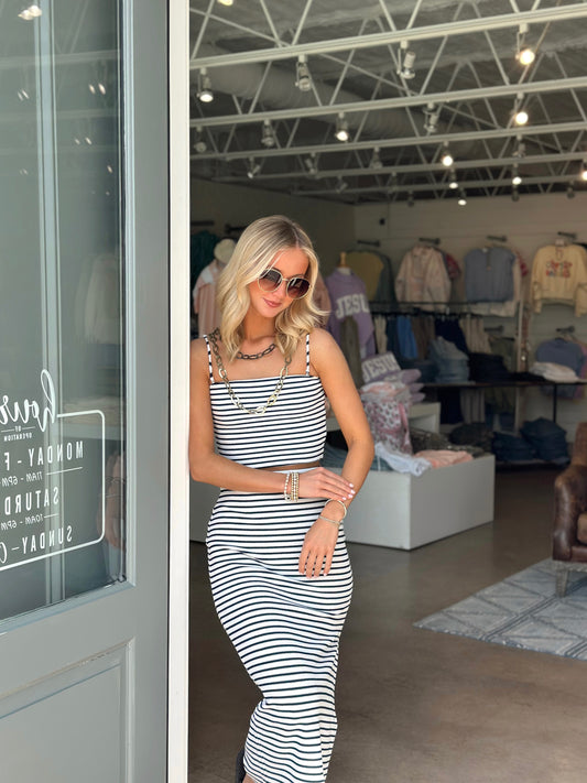 Ainslie Stripe Midi skirt - Eclipse