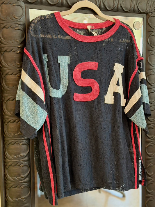 USA Crochet top - Navy