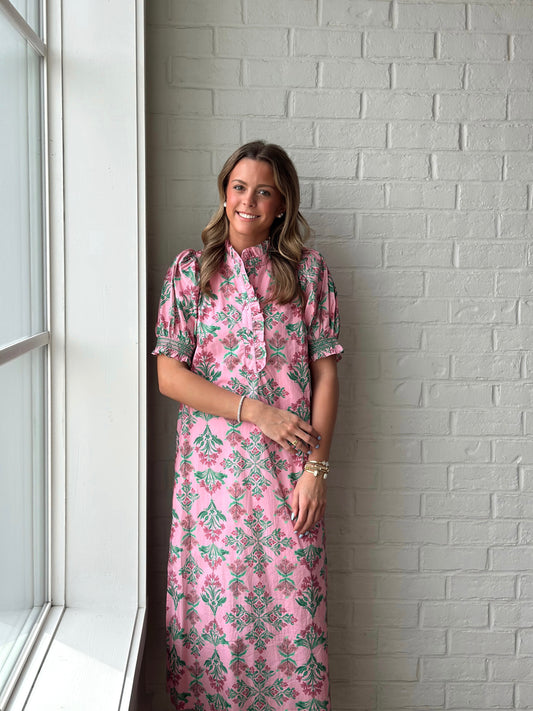 Pink Floral Mix Maxi dress