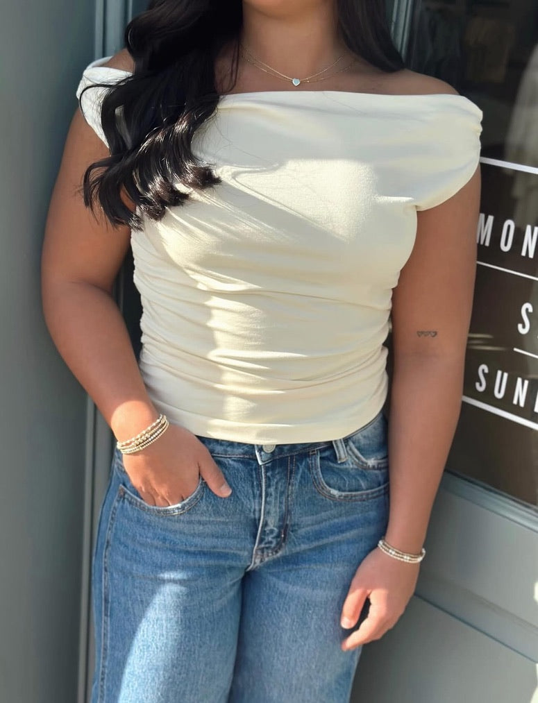 Ruched Off the Shoulder top - Yellow