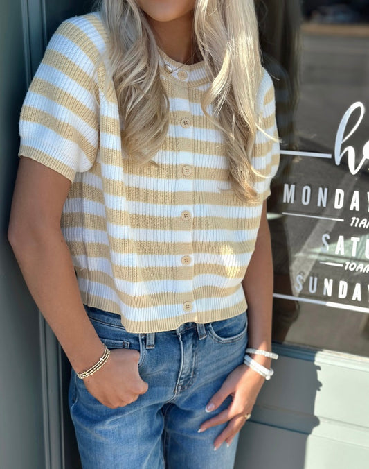 Yellow Striped Cardigan top