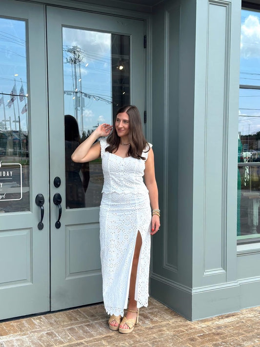 Emrie Eyelet Skirt - White