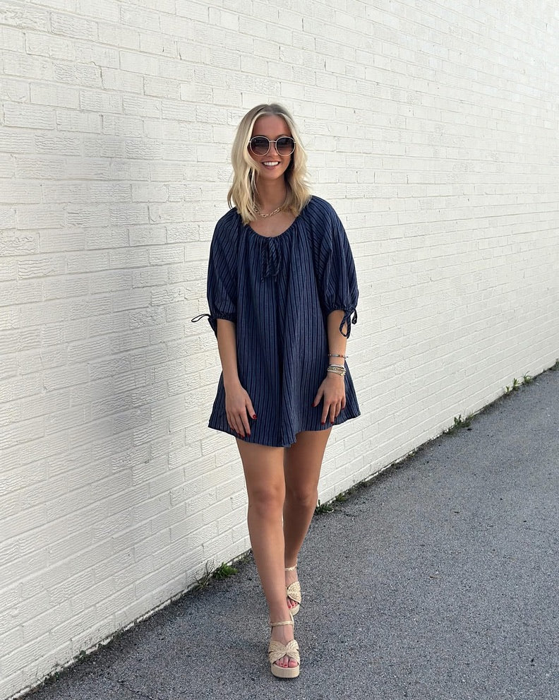 Navy Round Neck romper