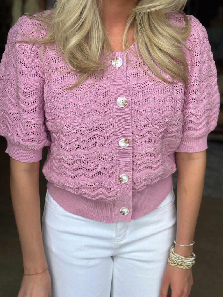 Purple Short Sleeve cardigan