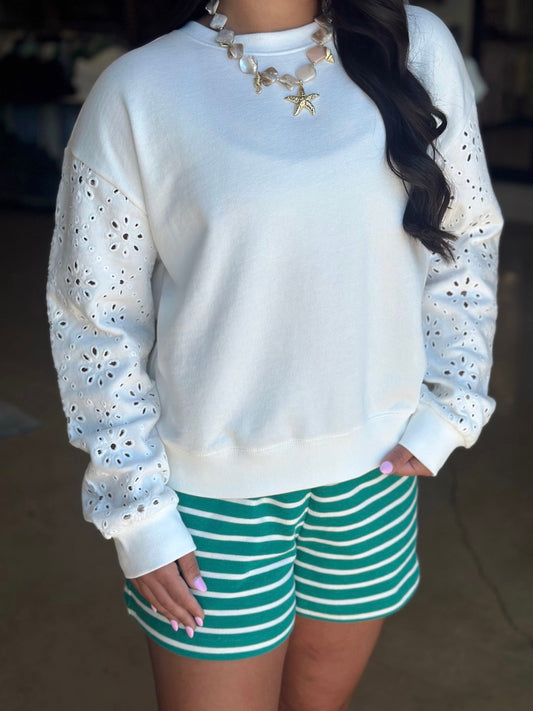 Mosaic Knit Eyelet sweatshirt