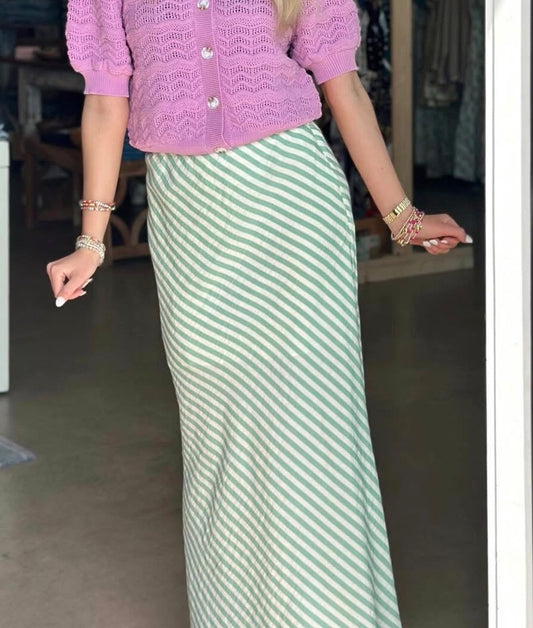 Striped Skirt - Green & Cream