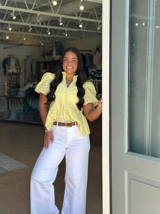 Eyelet top - Lemon