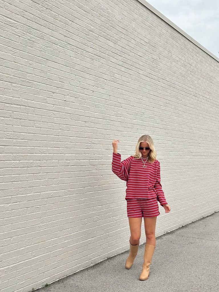 Red and Navy Striped set