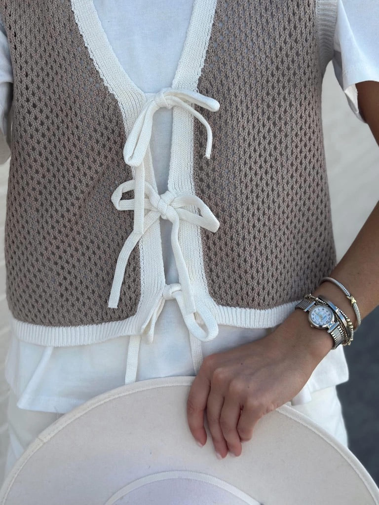 Becca Tie Sweater vest - Brown