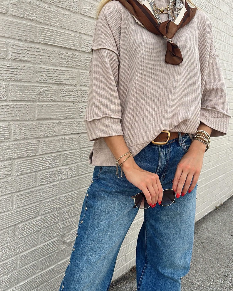 Beige Waffle Knit top