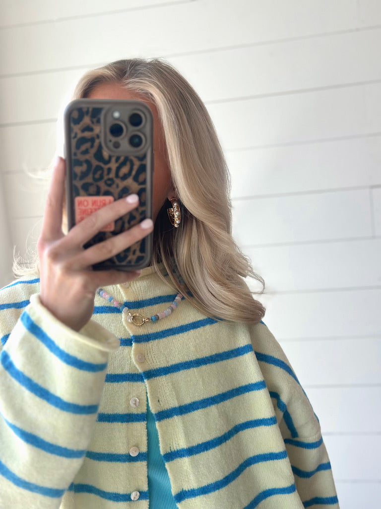 Piper Cardigan top - Pale Yellow and Blue
