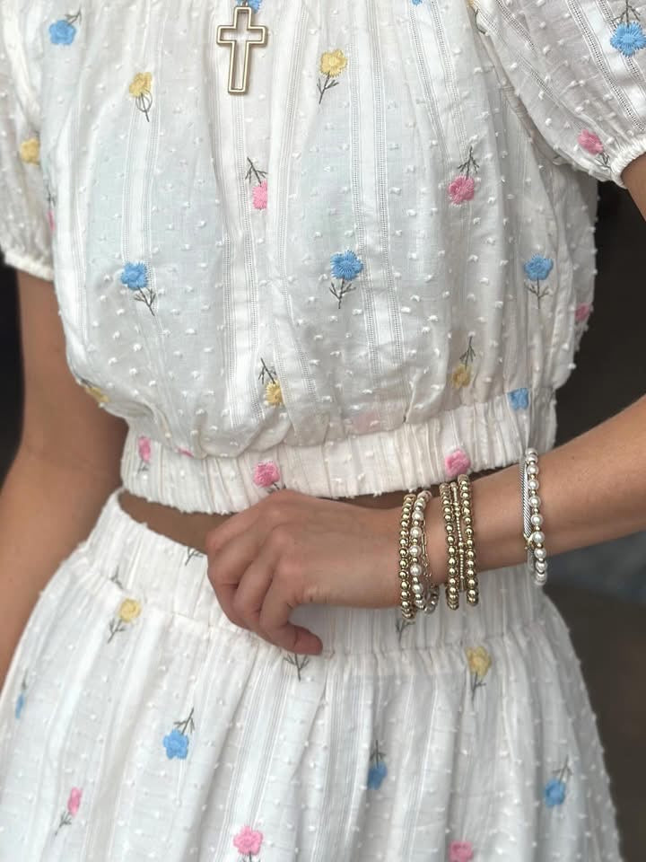 Embroidered Floral Skirt set