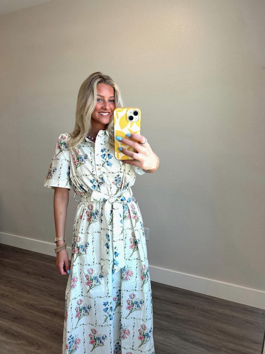 Garden Stamped Maxi dress