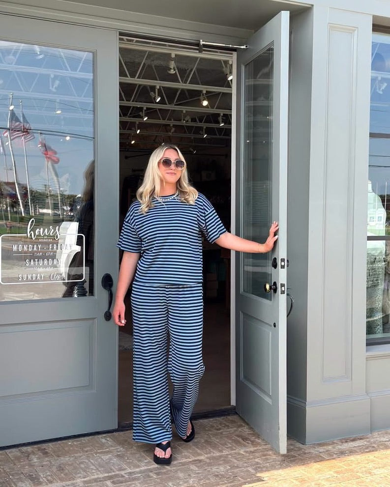 Navy and Sky Striped set