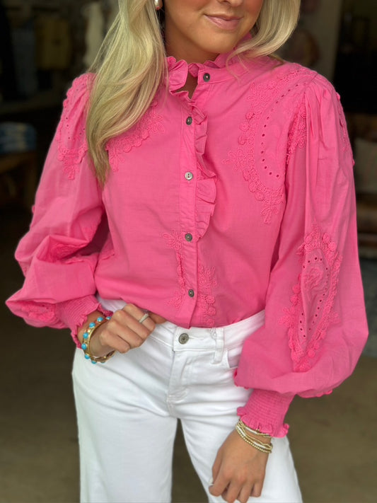 Bright Pink Embroidered top