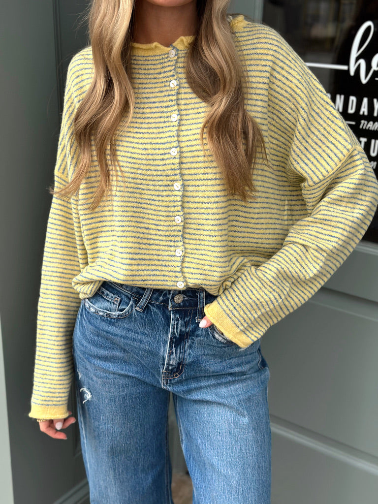 Pinstripe Cardigan top - Yellow
