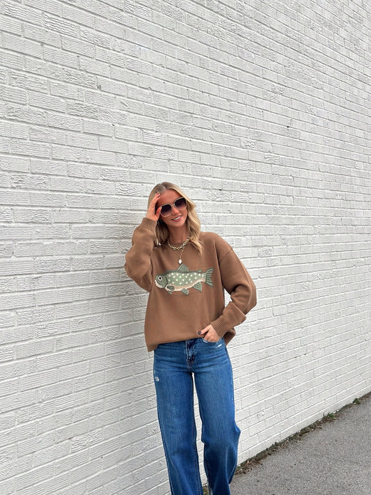 Brown Fish Sweater top