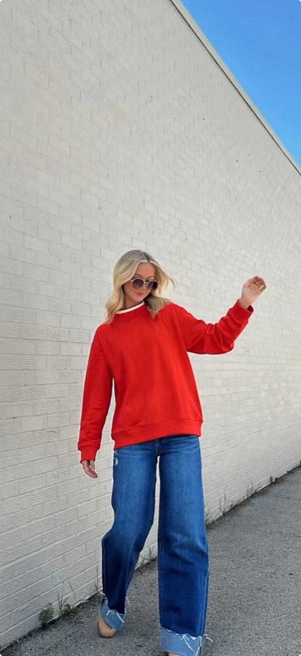 Red Mockneck sweatshirt